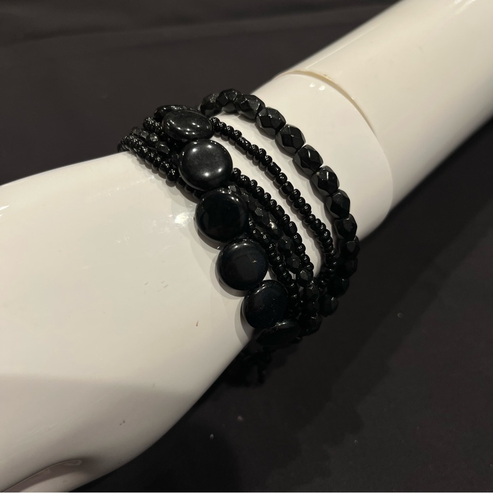 3 For $20! Elegant Black Beaded Bracelet Set